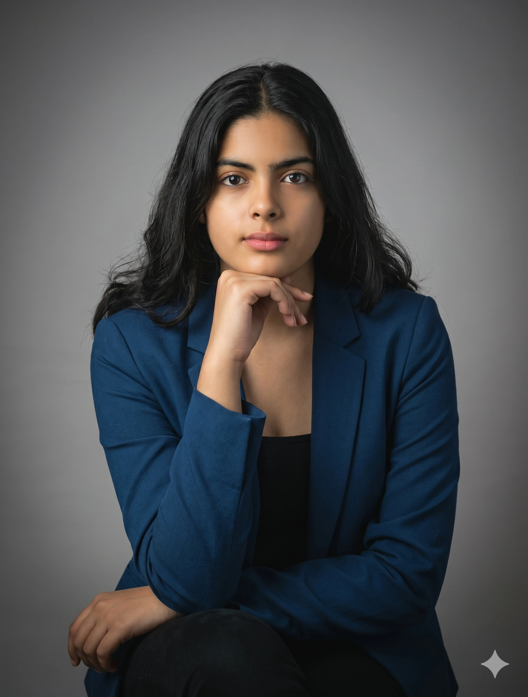 Elegant Studio Editorial Thinking Portrait nano banana prompt