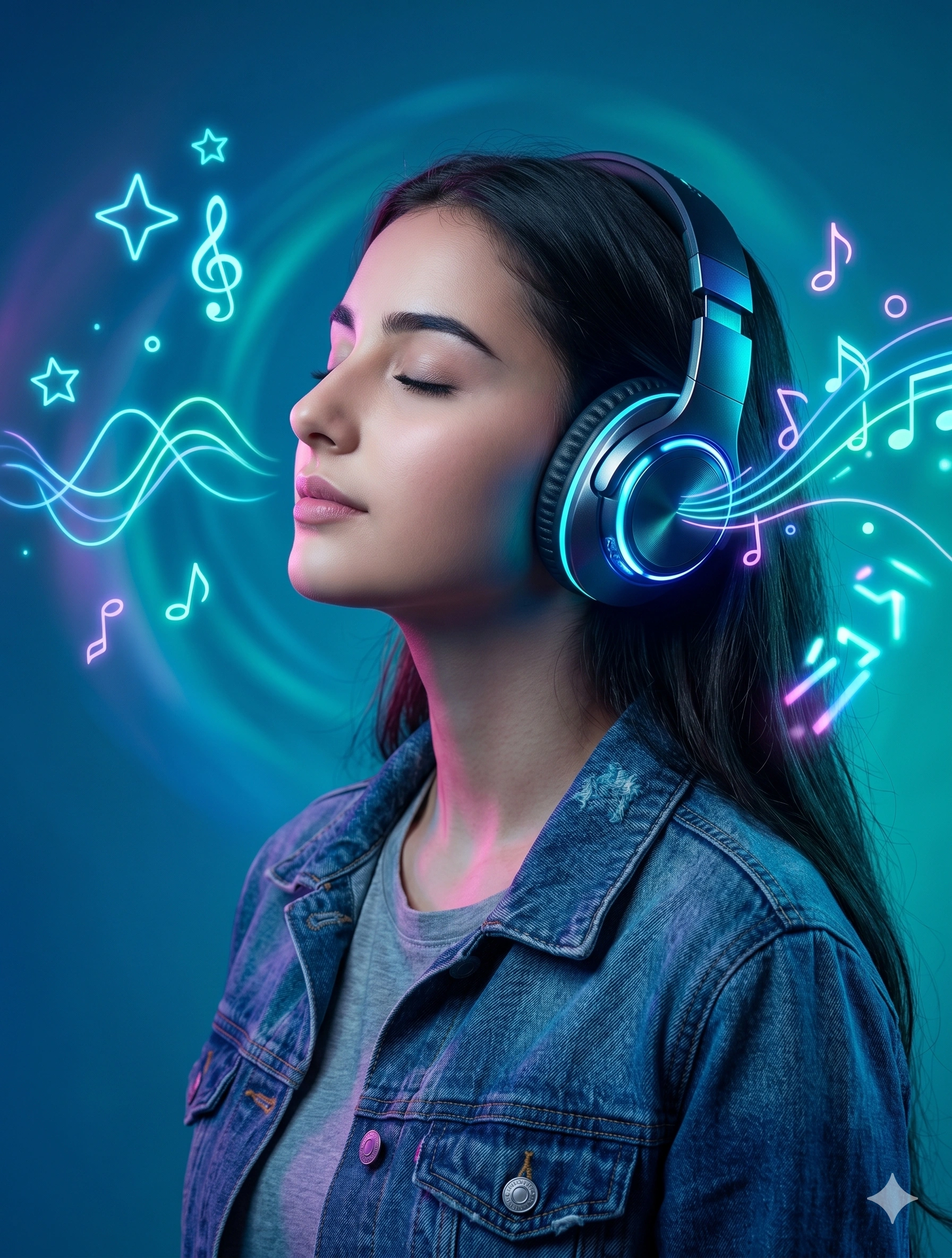 Futuristic Neon Audio Portrait nano banana prompt