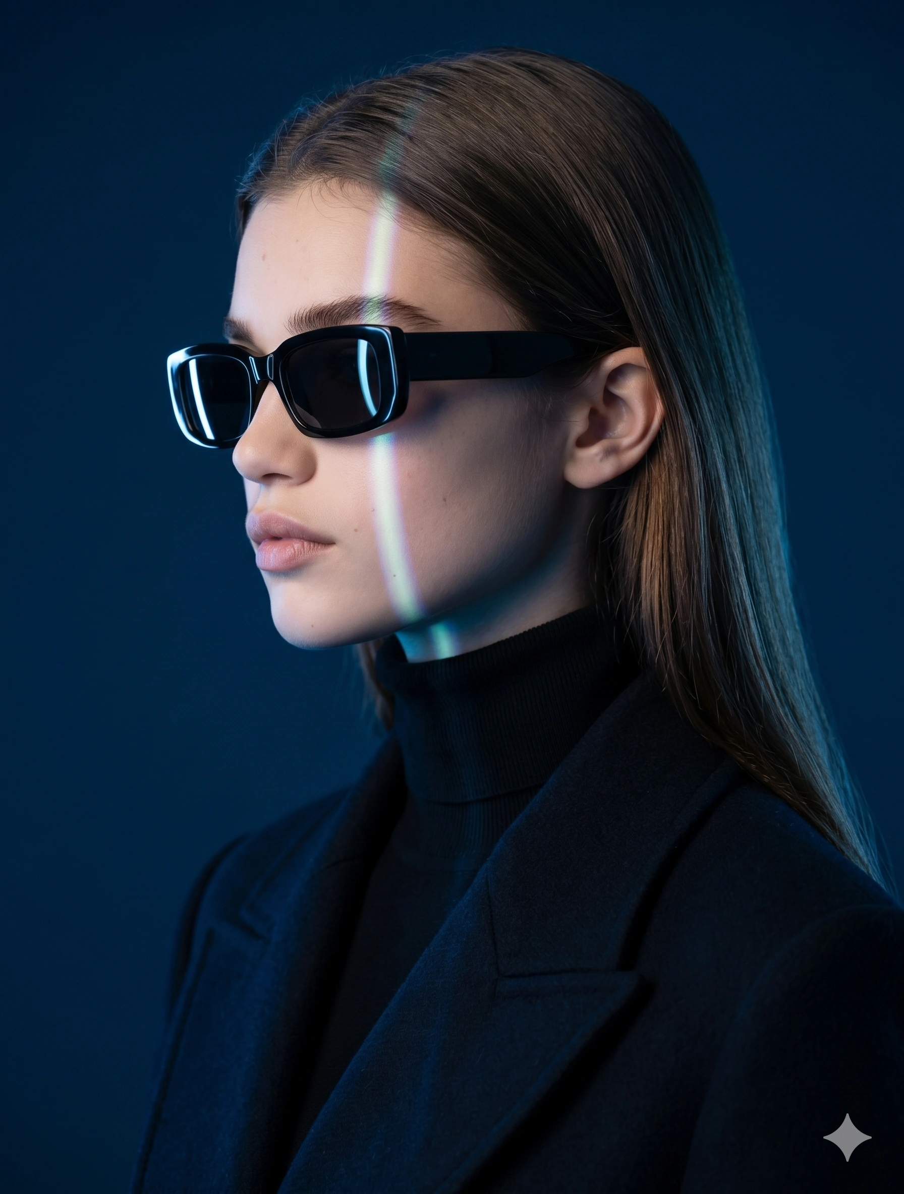 Futuristic Neon Profile Editorial Portrait nano banana prompt