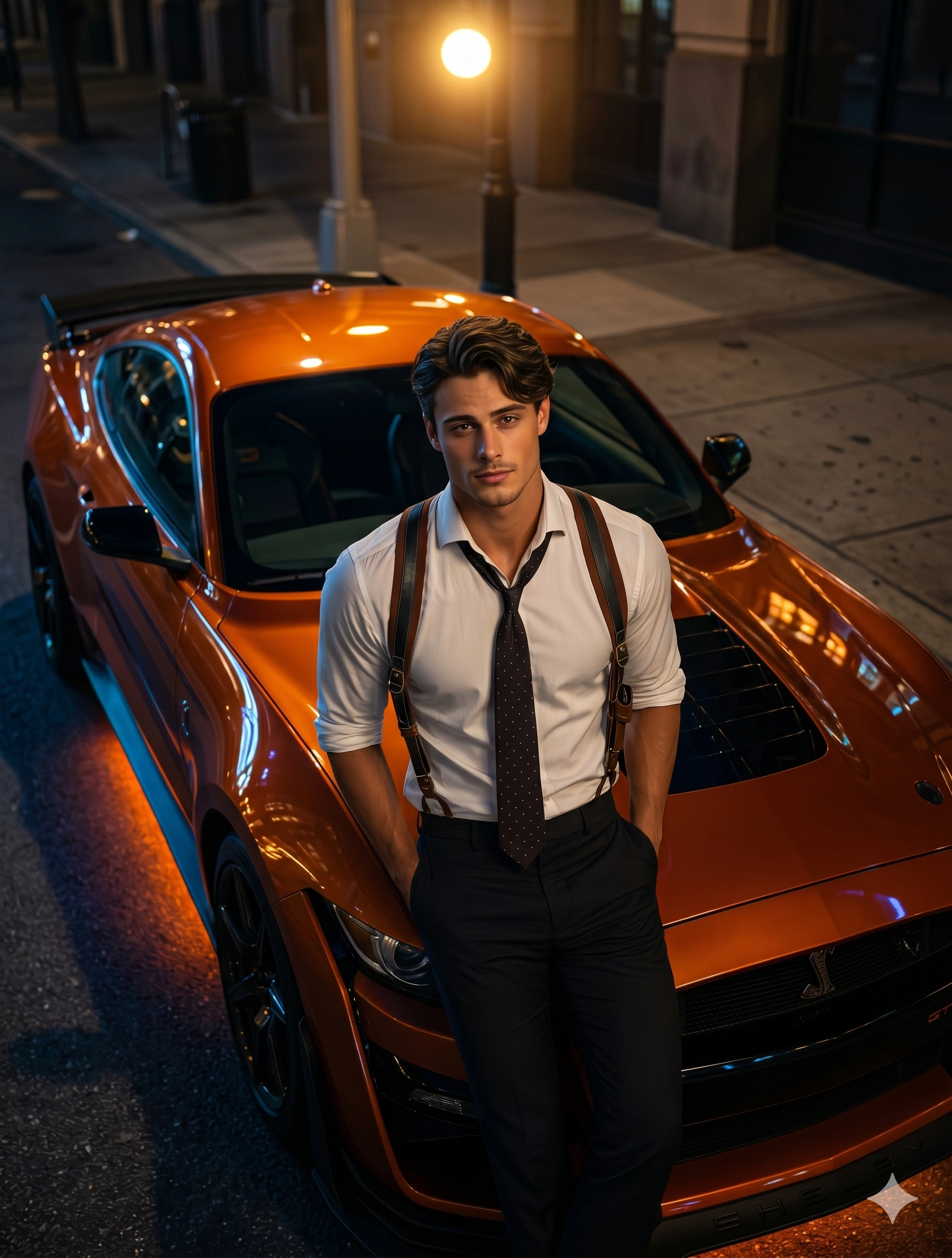 Hyper-Realistic Shelby GT500 Night Portrait nano banana prompt