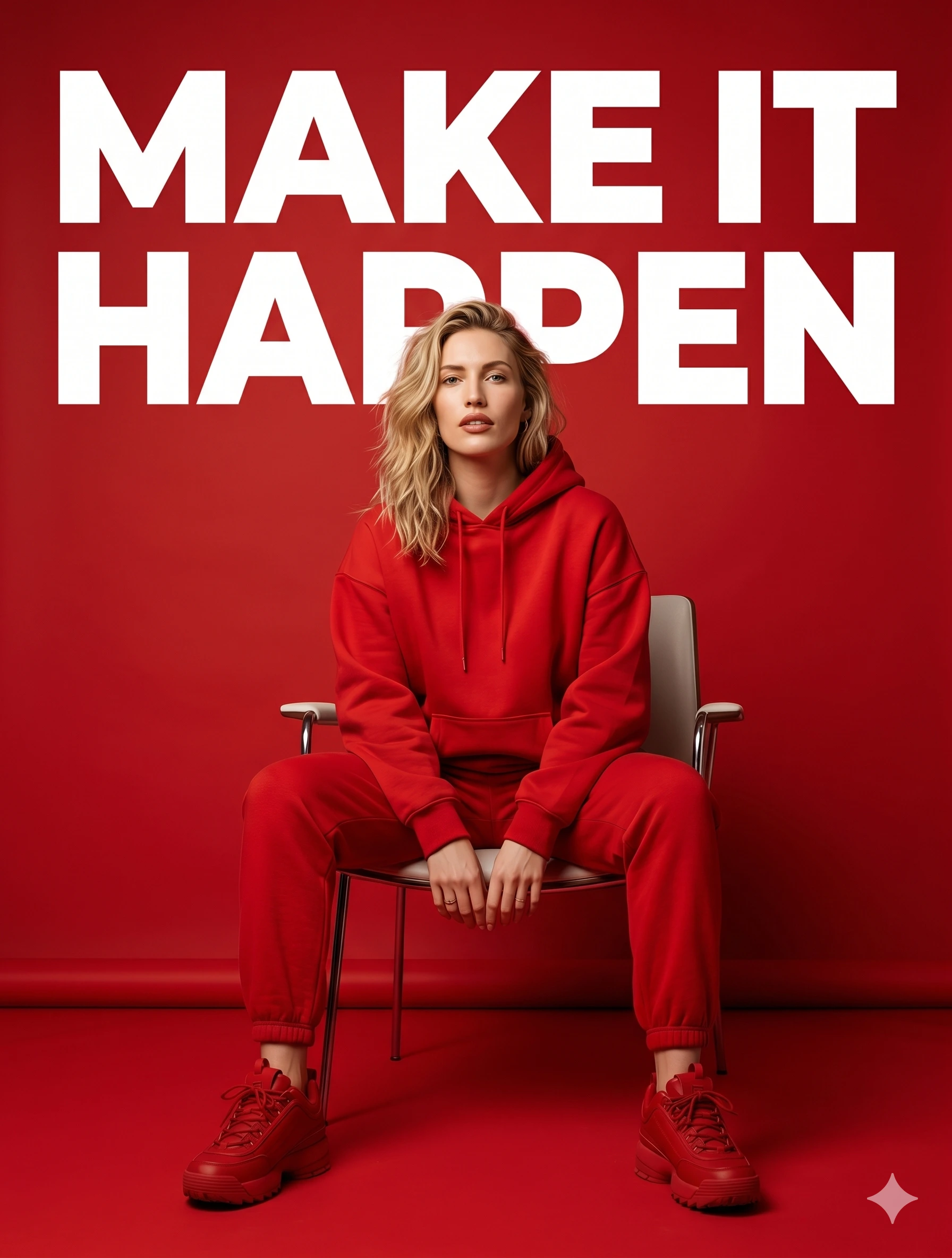 Monochrome Red Fashion Campaign nano banana prompt