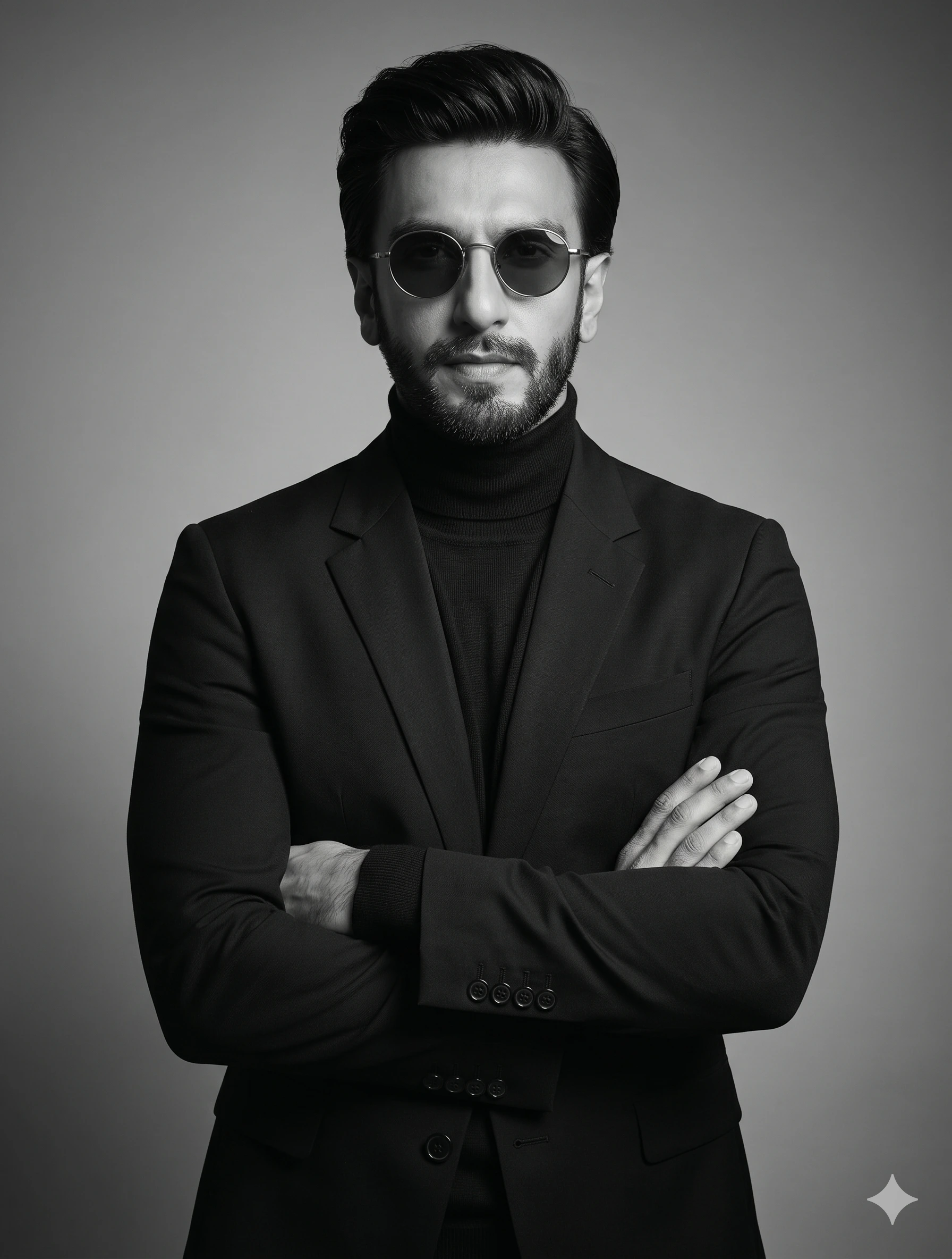 Sophisticated B&W Studio Portrait nano banana prompt