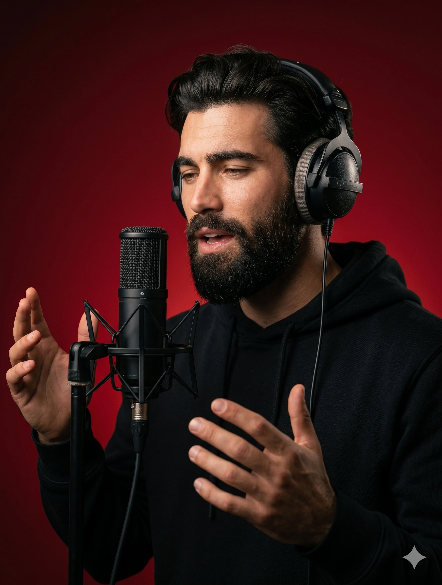 Studio Vocal Recording Portrait nano banana prompt